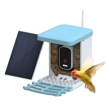 Умная кормушка для птиц с камерой 2,5K, 4 МП Кормушка для птиц емкостью 2 л для улицы с солнечной панелью