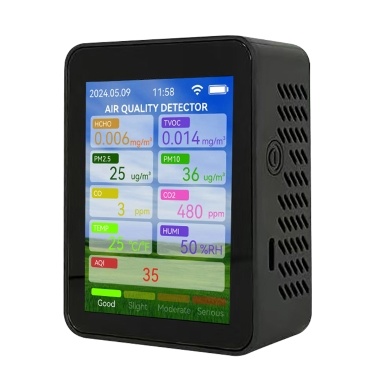 Tuya Wi-Fi Многофункциональный измеритель качества воздуха бытовой HCHO TVOC Тестер угарного газа CO2 PM2,5 PM10 Портативный детектор температуры и влажности 2,8-дюймовый TFT-дисплей с функцией сигнализации