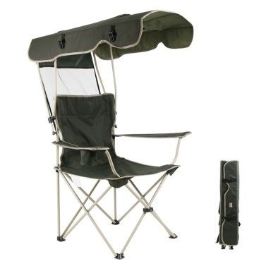 Портативный складной стул с навесом, пляжный стул, стул для кемпинга, шезлонг, идеально подходящий для активного отдыха, с усиленной противоскользящей подставкой для ног