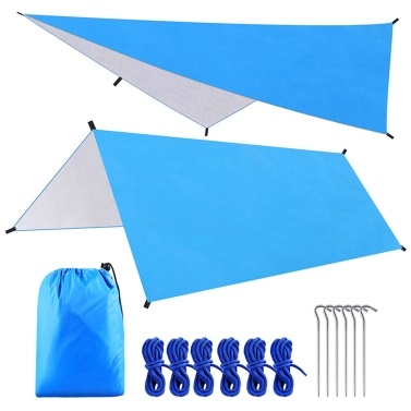 9.8 * 9.8ft Multifunctional Waterproof Camping Tarp Hammock Sunshade Tent Rain Shelter Lightweight Outdoor Tarpaulin Canopy for Camping Beach Picnic