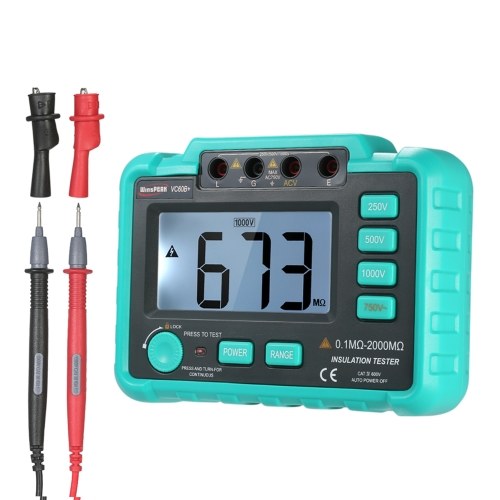 WinsPEAK VC60B + LCD Цифровой измеритель сопротивления изоляции Megohm Meter Megohmmeter DC250V / 500V / 1000V AC750V